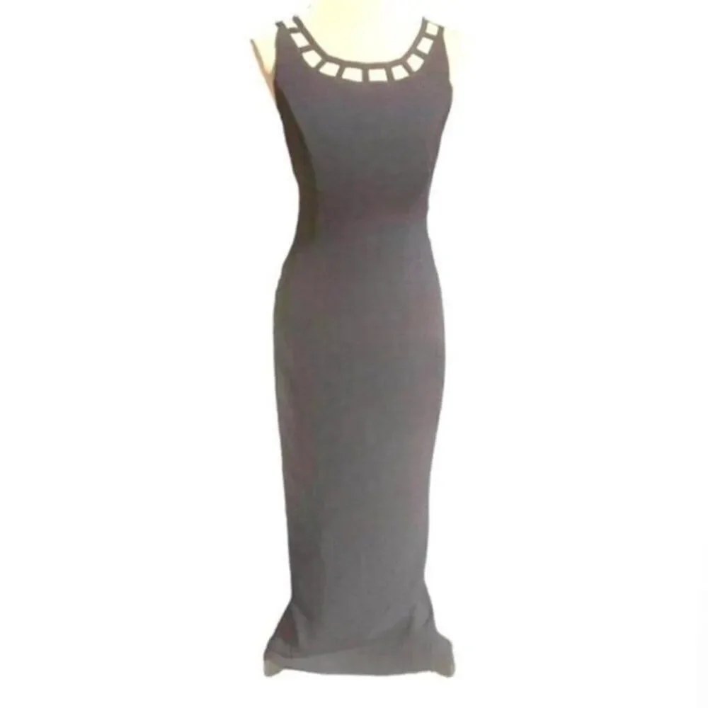 Vtg Rex Lester Black Pencil Gown Sz 2 - Picture 6 of 9